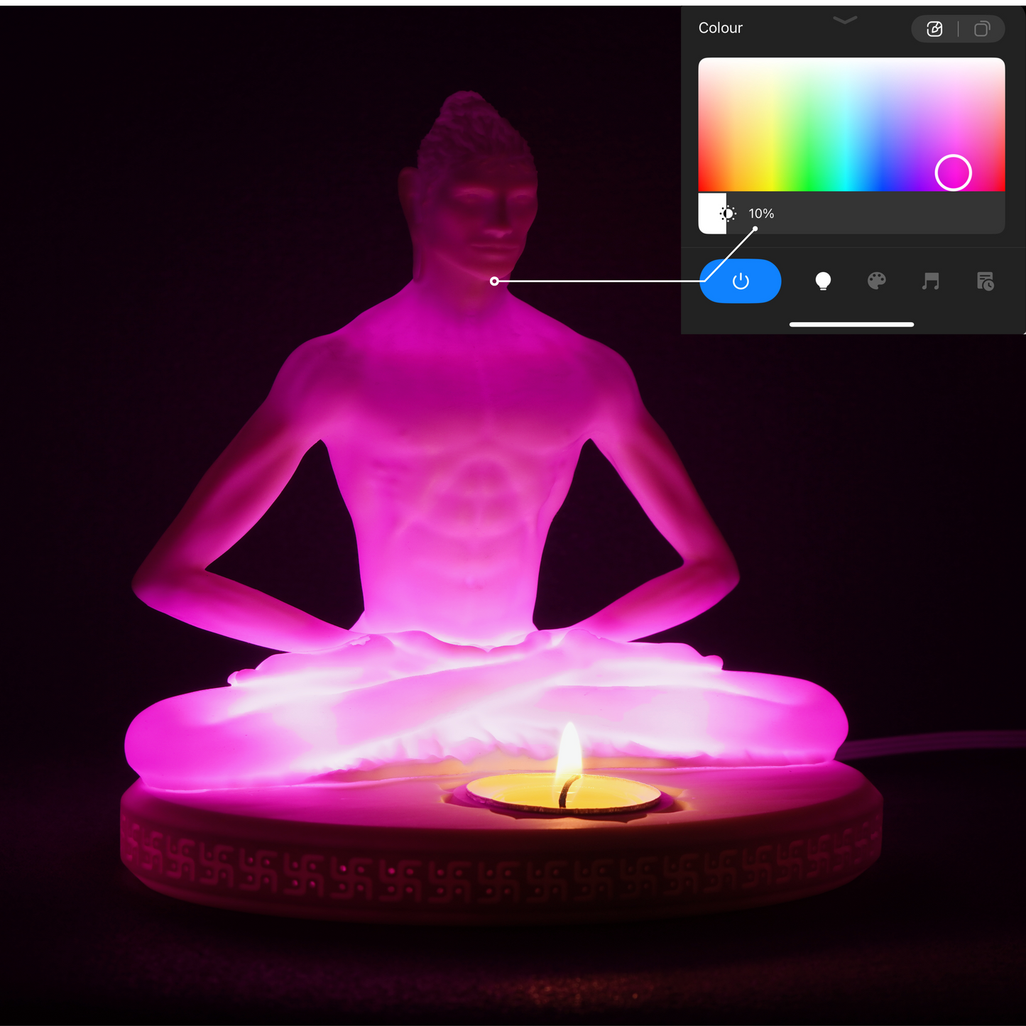 Buddha LED Statue mit App-Steuerung – handverfeinerte Figur mit W-RGB Beleuchtung und stufenlos einstellbarer Lichtintensität