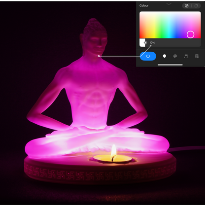 Buddha LED Statue mit App-Steuerung – handverfeinerte Figur mit W-RGB Beleuchtung und stufenlos einstellbarer Lichtintensität