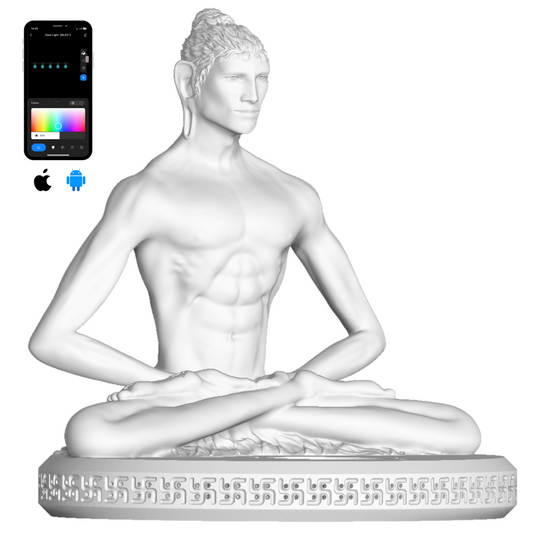 Buddha LED Statue mit App-Steuerung – handverfeinerte Figur mit W-RGB Beleuchtung für Meditation und Dekoration